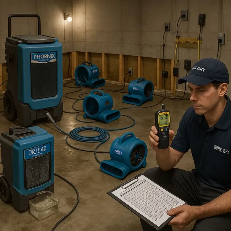 Structural Drying and Dehumidification process in Tontitown, AR